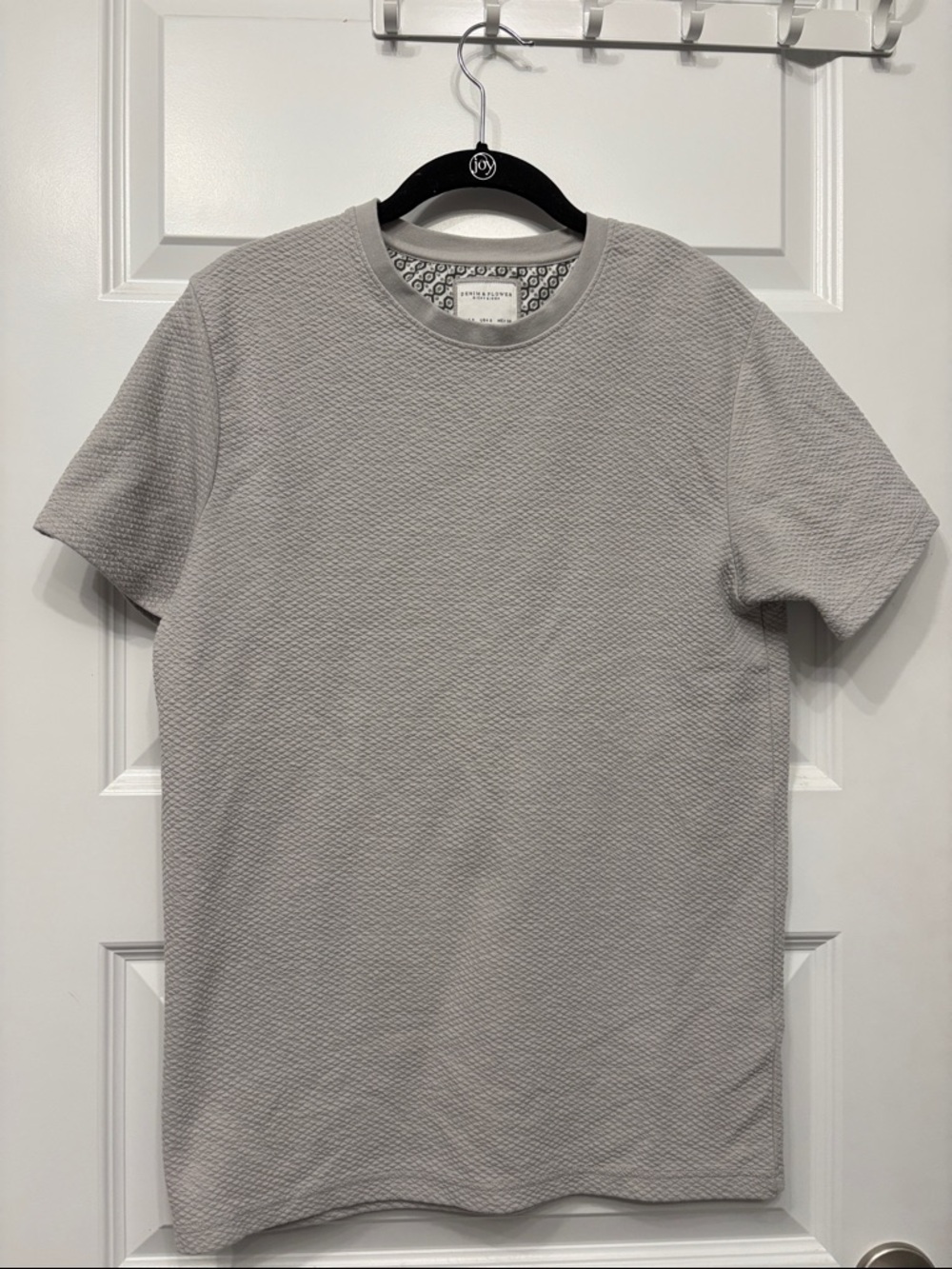 Denim & Flower Men’s Textured Crew Neck Shirt - Light Gray